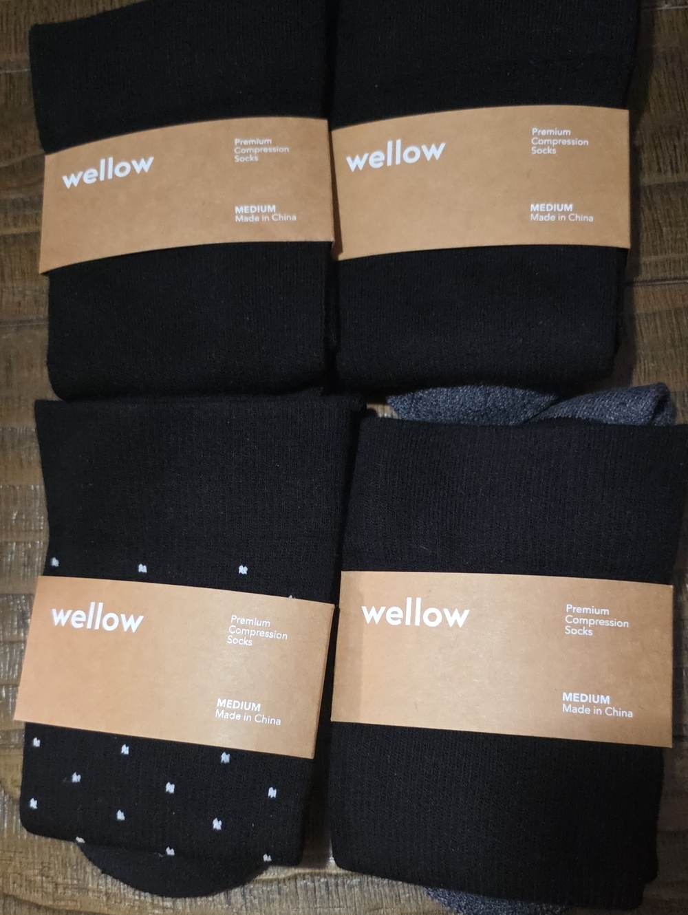 Wellow Men's Black Dress Compression Socks - 4 Pack